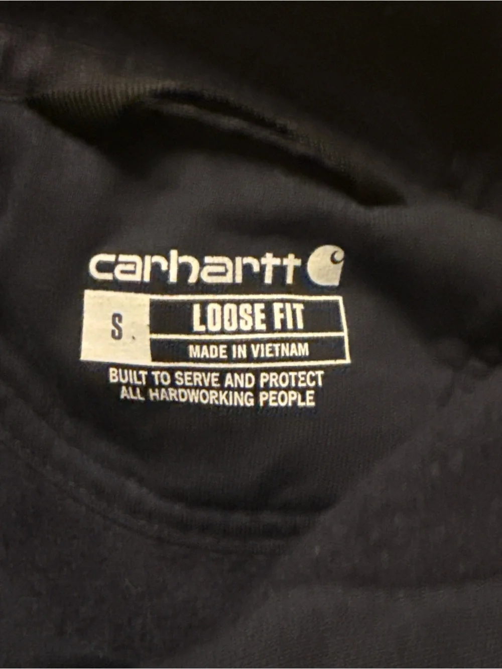 Carhartt Navy Blue Sweatshirt with White Logo Print Loose Fit Size Small - Picture 3 of 5